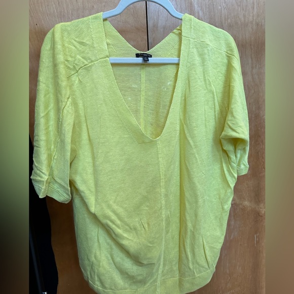 100% Linen Lemon Yellow Woven Top - Picture 4 of 4